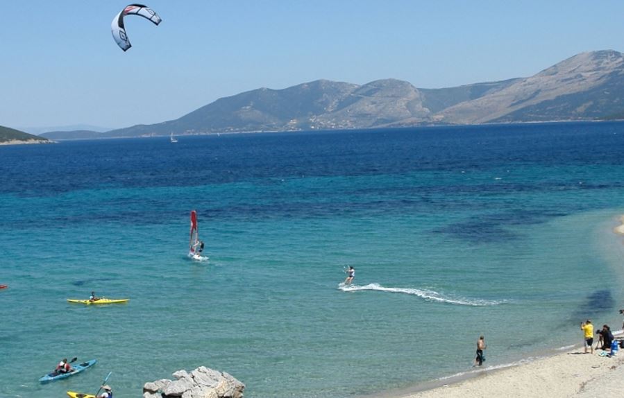 kite surfing in the coastline of south Evia Island